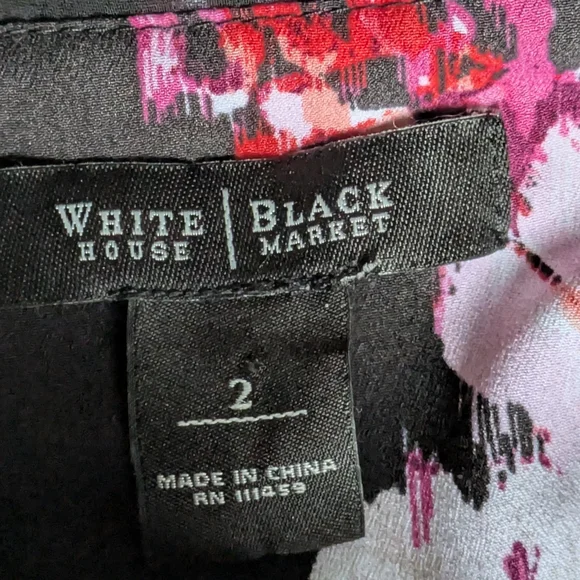 EUC....White House Black Market Floral Chiffon Ruffle Fit & Flare Dress Size 2 - Picture 7 of 12